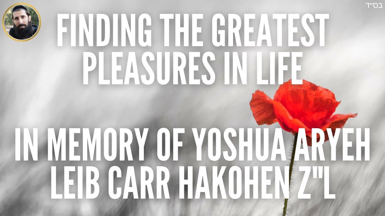 Finding the Greatest PLEASURES in Life | In Memory of Yoshua Aryeh Leib Carr HaKohen z"l
